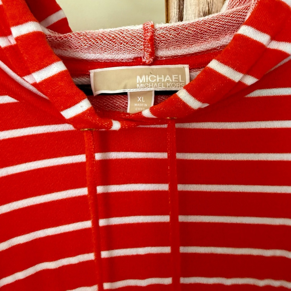 🍓3 for $25 Michael Kors Red and White Striped Hooded Top - Picture 2 of 5
